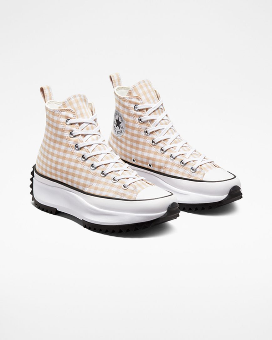 Pánské Boty Na Platformy Converse Run Star Hike Gingham Vysoké Béžový Bílé Černé | CZ BUWR25